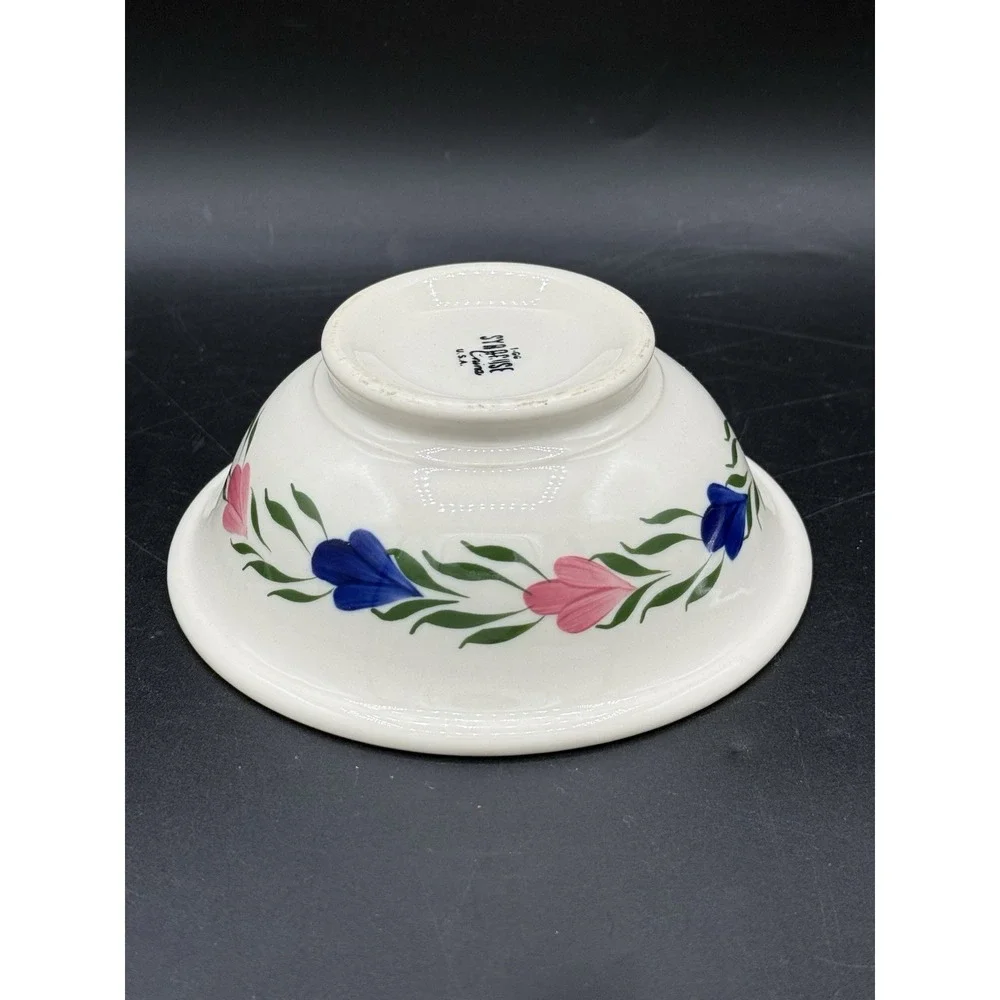 Vintage Syracuse China Bowl Pink Blue Floral 1-66 USA Cottagecore Replacement